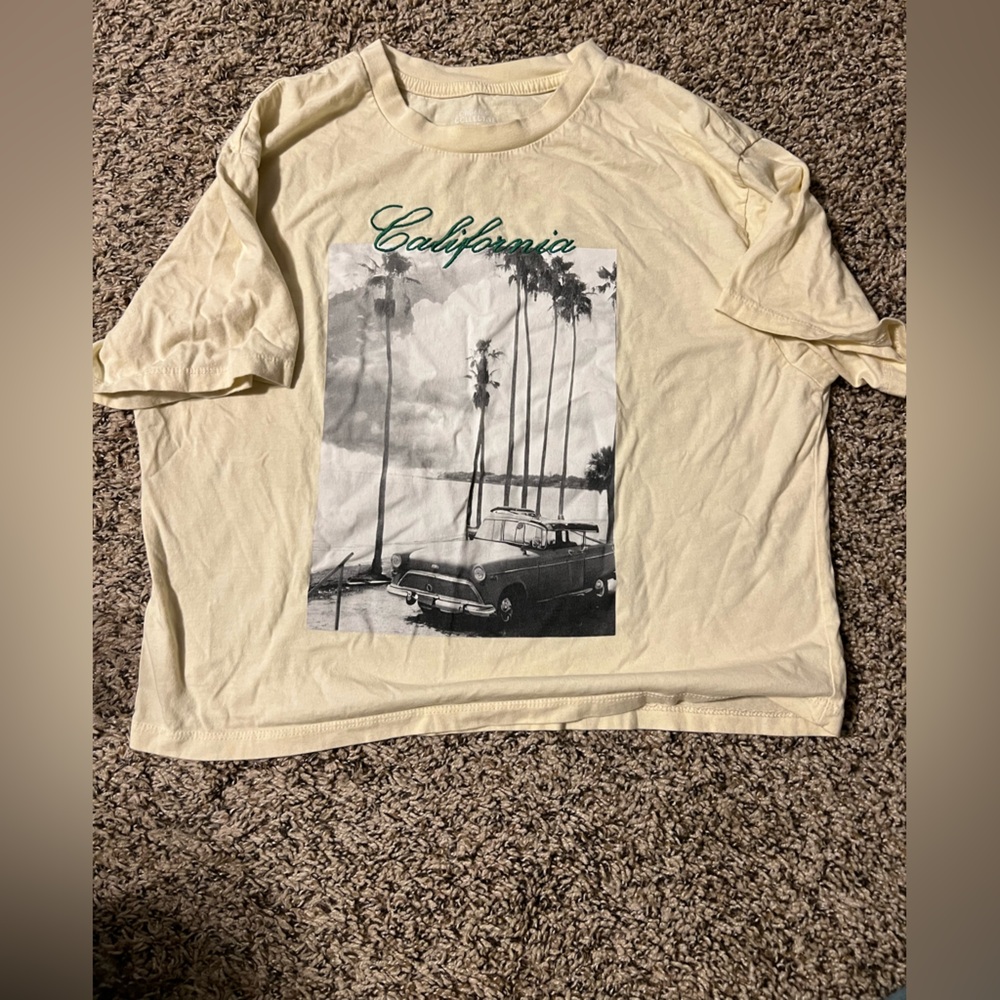 Cream Graphic T-Shirt with Black and White Print